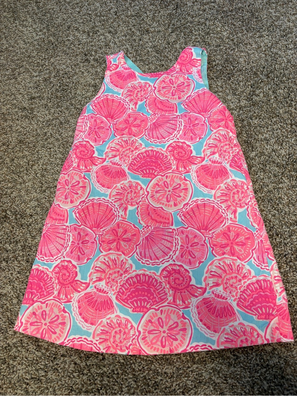 Tommy Bahama Girls Pink & Light Blue Shell-Print Sleeveless dress
